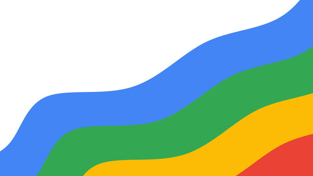 Abstract colorful fluid wave background in corner. Diagonal fluid curve layout in primary colors with copy space for technology presentation or school education banner. Minimalist wavy background.
