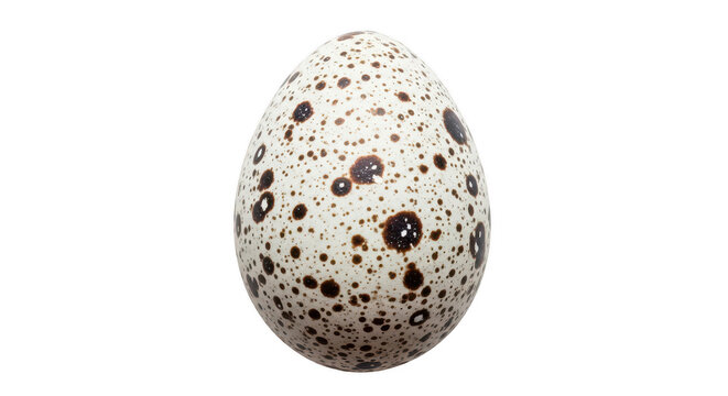 Quail egg with brown spots isolated on transparent background realistic poultry product farm food ingredient protein nutrition bird eggshell texture detailed macro view healthy meal.