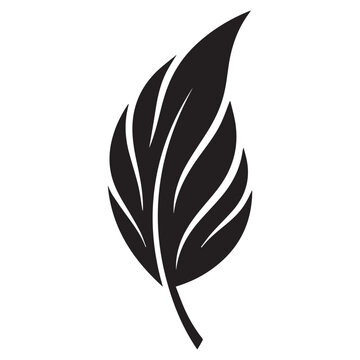 Minimalist Leaf Silhouette Vector Illustration - Simple Black Botanical Line Art Isolated on White Background