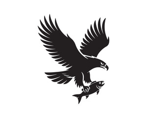 Fototapeta premium Eagle silhouette, Eagle on mountain, Eagle hunting vector illustration graphic design icon pack collection
