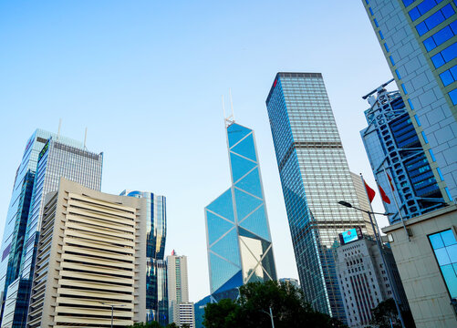 Hong Kong Central District. Bank of China Tower, Cheung Kong Center, St. John's Building,  The Henderson. Hong Kong Club Building, AIA Central CCB Tower China Construction Bank, Hong Kong, Jan 8, 2026