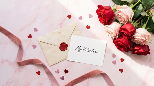 My Valentine Love Letter Romantic Flat Lay