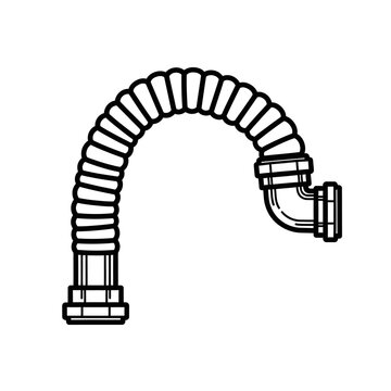 Black and white illustration of a flexible plumbing hose with fittings