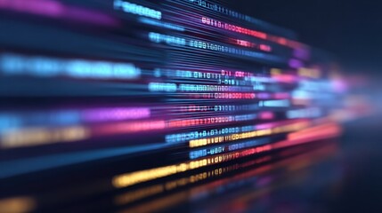 Naklejka premium Glowing Data Streams in a Digital Background Showcasing Vibrant Colors and Lines of Information Flowing in Abstract Motion for Tech Imagery