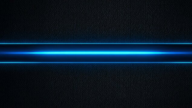 Blue Neon Light Line in the Middle of a Dark Background for Modern Abstract Design