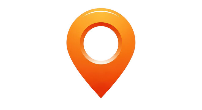 Orange map location pin icon on transparent background representing navigation and point of interest markers for travel and directions.