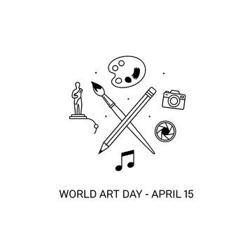 Artistic tools and symbols celebrate world art day on april 15th