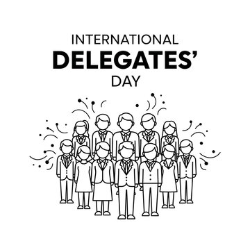 International delegates day a line art illustration of people gathered