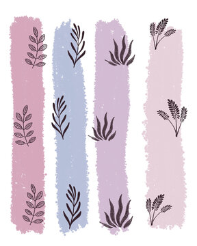 Pastel Flower Border artline illustration drawing