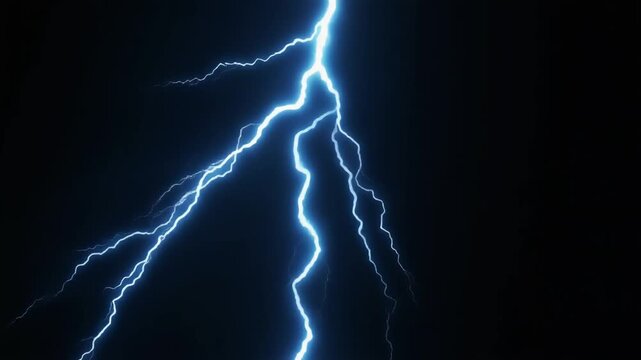 Lightning bolt strike on isolated black transparent background
