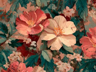 Naklejka premium Warm Floral Design with Artistic Touch and Flat Color Palette for Creative Projects