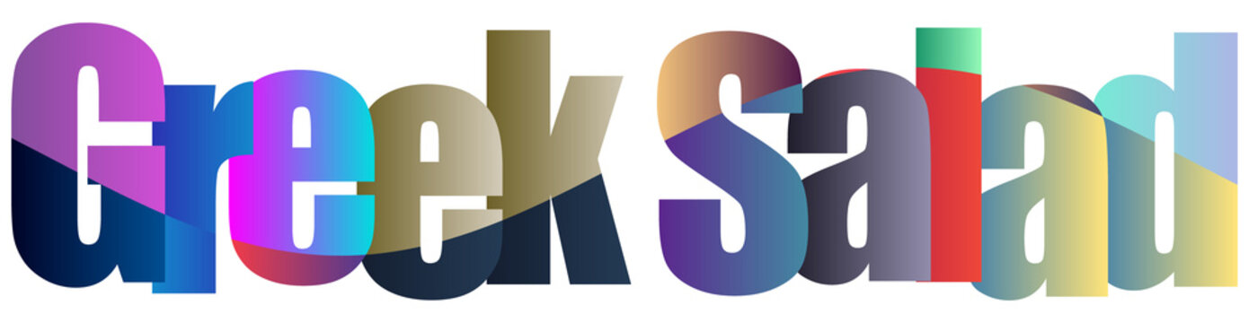 Colorful Greek Salad Text Logo Design With Gradient Letters