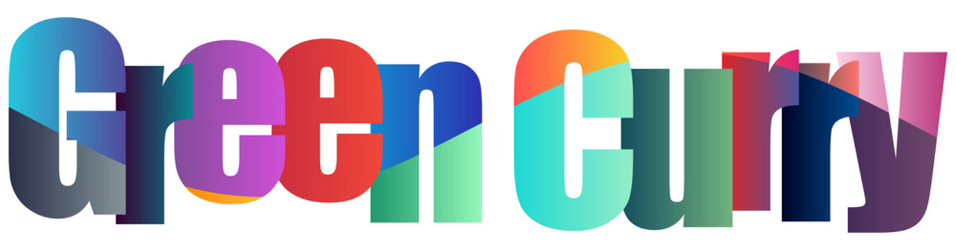 Colorful Green Curry Text gado gado Design Isolated Background