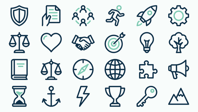 Versatile Business and Achievement Line Icon Collection