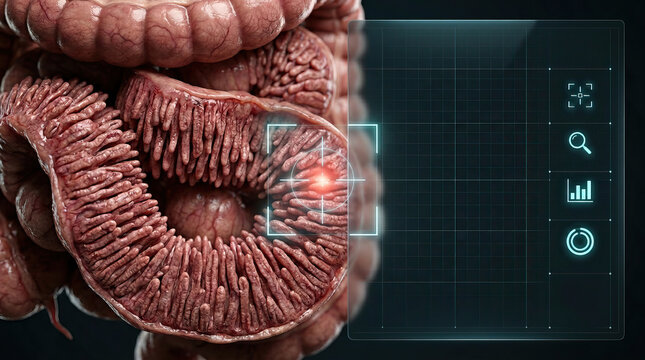 Intestine Digestive Medical Anatomy Macro Close up Internal Organ Biology Health Tissue Human Gastrointestinal Detail Science Structure Mucosa Medical technology Digital Analysis Examination