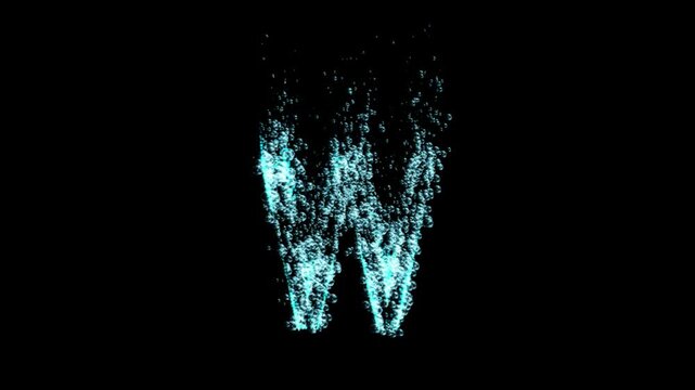 Water bubbles letter W animation on transparent background

Blue water bubbles forming letter W animation isolated with alpha channel for compositing

