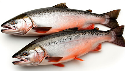 Obraz premium Whole Red Fish Featuring Shiny Silver Scales Isolated on White for Recipe Books and Fish Market Flyers