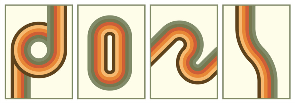 retro Abstract 1970's background vintage 70s style stripes background poster lines. shapes vector design graphic 1970s retro background. abstract stylish 70s era line frame illustration