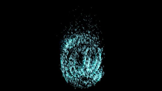 Water bubbles at symbol animation on transparent background

Blue water bubbles forming at symbol animation isolated with alpha channel for compositing

