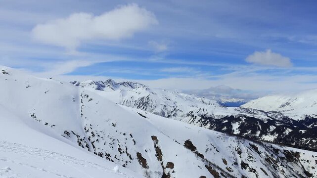 Snow-capped mountain peaks. A magnificent natural landscape.