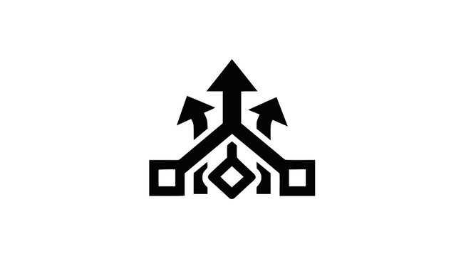 Vector illustration&nbsp;of abstract icon of arrows branching out from a central point on a transparent background
