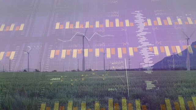 Small bars appearing near grass starting HUD overlays filling sky, showing wind turbine output