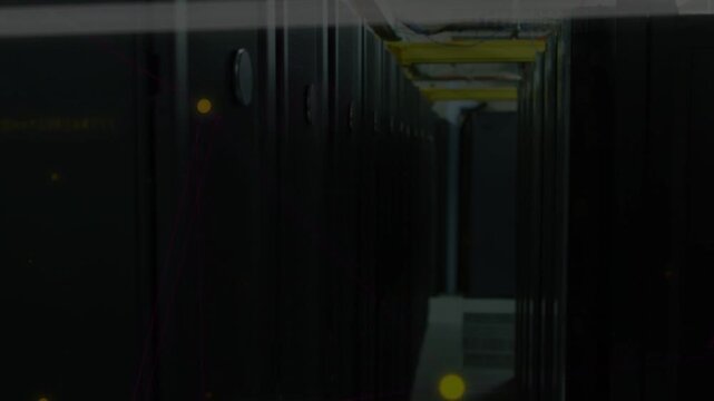 On pulse overlays appearing aisle still pulsing lights scanline passing showing encryption