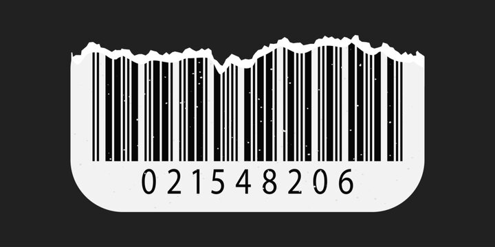 Barcode label ean with paper sticker grunge for png torn binary. Phone scan y2k with code old mobile for product vintage vector. Graphic bar barcode with scratch paper collage for sticker.