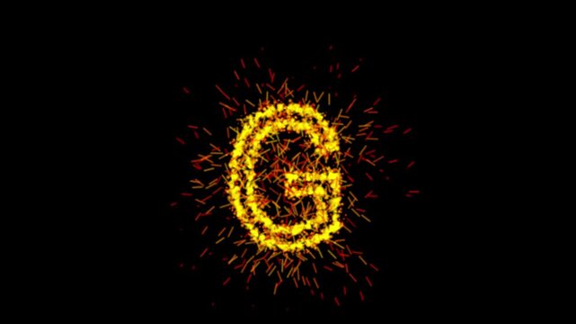 Yellow particle letter G animation on transparent background

Glowing yellow particles forming letter G animation isolated with alpha channel for compositing

