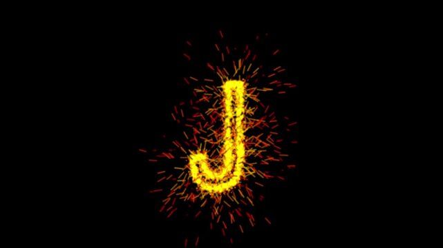 Yellow particle letter J animation on transparent background

Glowing yellow particles forming letter J animation isolated with alpha channel for compositing
