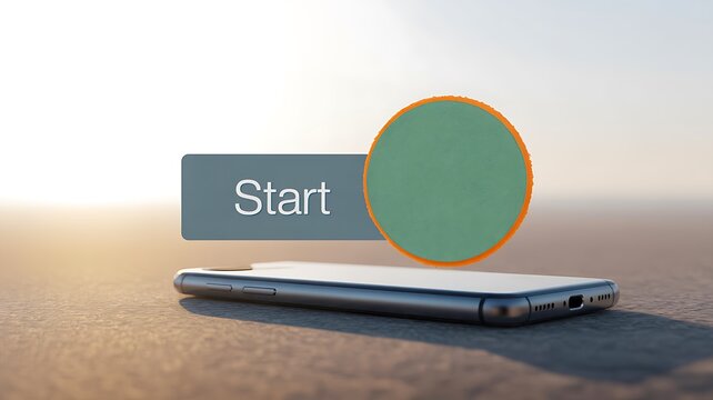 Business startup concept with start button on laptop representing digital launch and innovation