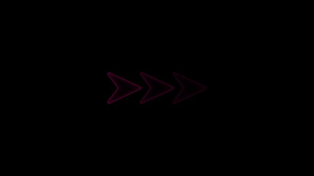 Neon pink arrow indicators pulsing on black background, minimalist motion for digital interface glowing