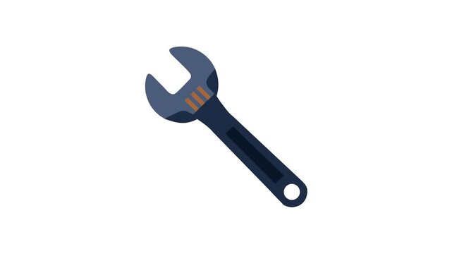 Flat design style illustration of a blue adjustable wrench