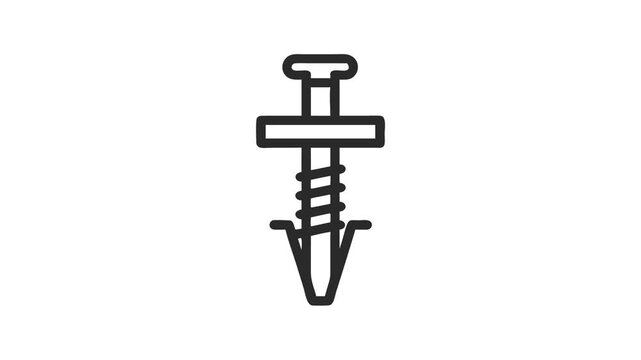 Outline of a black plastic rivet on White Background