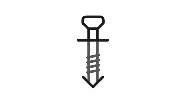 Gray outlined icon of screw for medical use flat