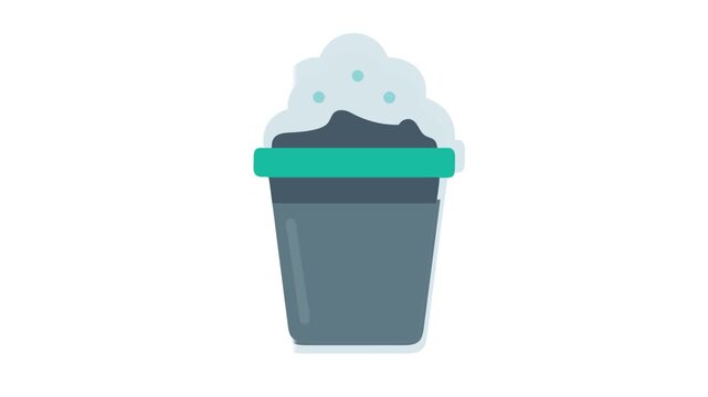 Stylized blue bucket overflowing with frothy white foam
