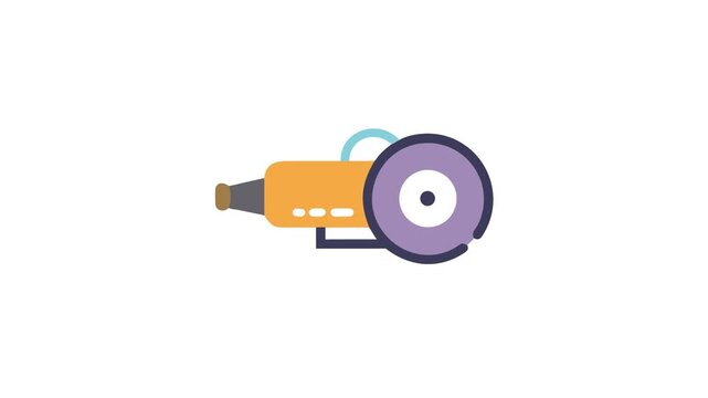 Flat illustration of a retro futuristic weapon on White