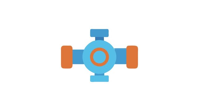 Blue and orange cross-shaped object in flat design style