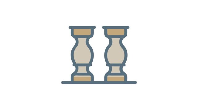 Vector illustration of two balusters against a black backdrop