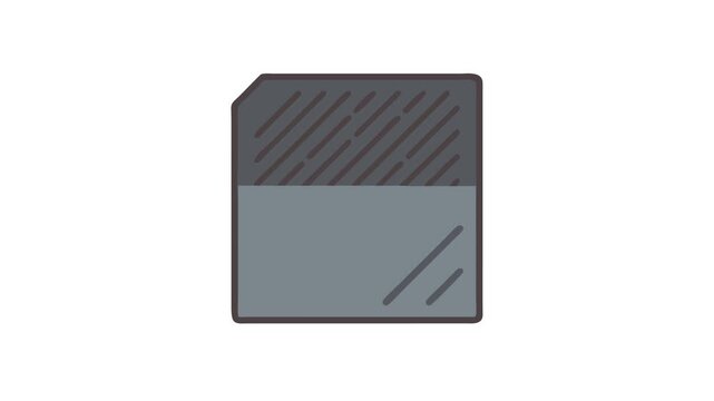 Isolated gray memory card with brown line pattern background