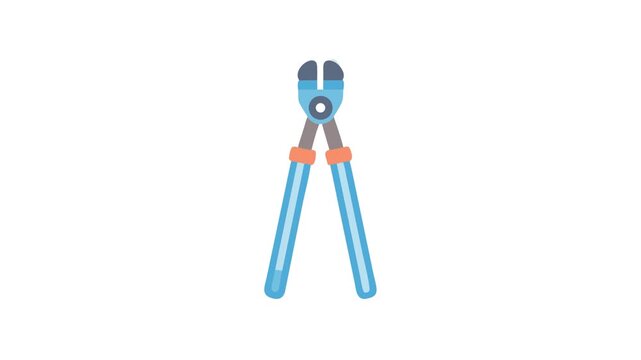 Isolated blue handled wire cutters tool icon on White
