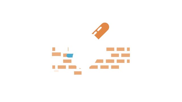 Illustration of tool cutting groove in brick wall flat