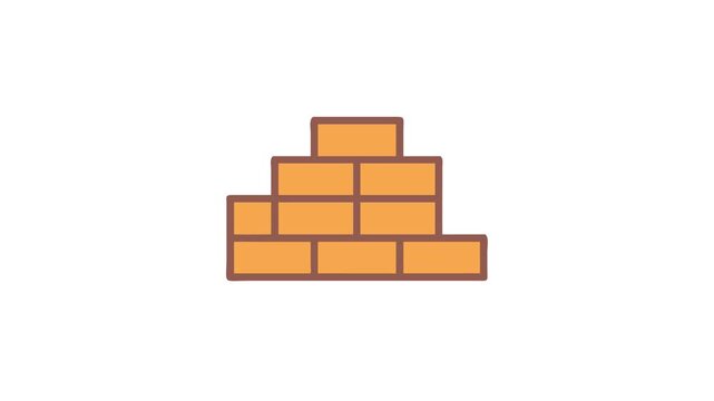 Cartoon brick wall isolated on White Background illustration