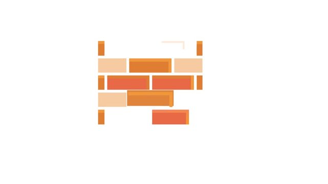 Stylized brick wall corner with bold outline construction style