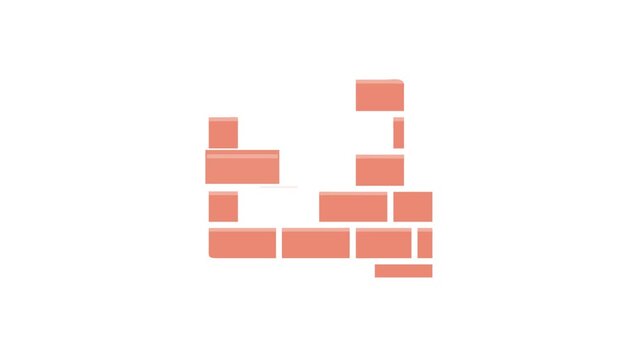 Flat illustration of a orange brick wall construction element