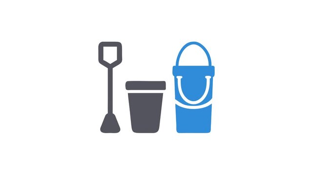 Stylized beach bucket and shovel flat design illustration
