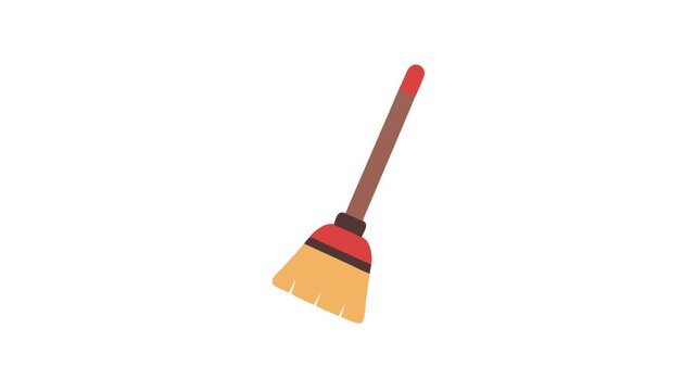 Whimsical broom illustration with handle on a White Background