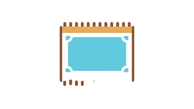 Abstract illustration of a cartoon-style blue rug on White