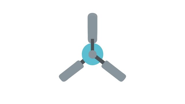 Minimalist flat design of a stylized three-blade fan