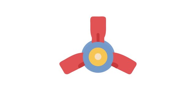 Colorful stylized three-blade propeller on clean White Background graphic
